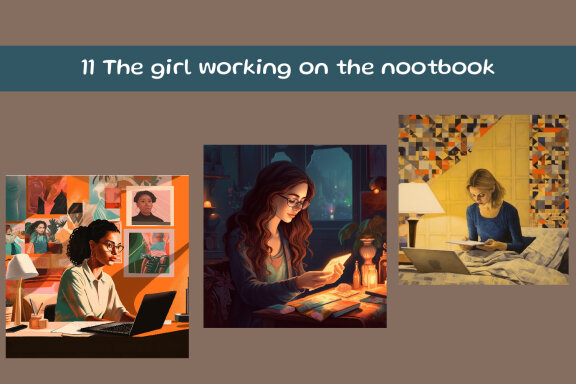 The girl working on the nootbook