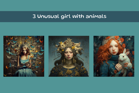 Unusual girl with animals
