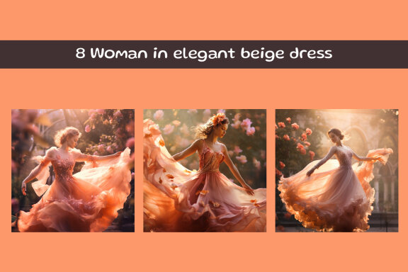 Woman in elegant beige dress