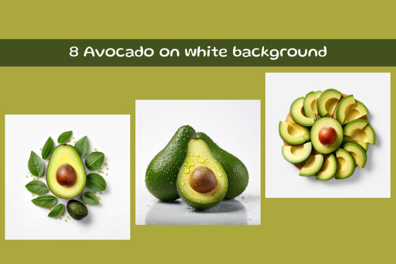 Avocado on white background