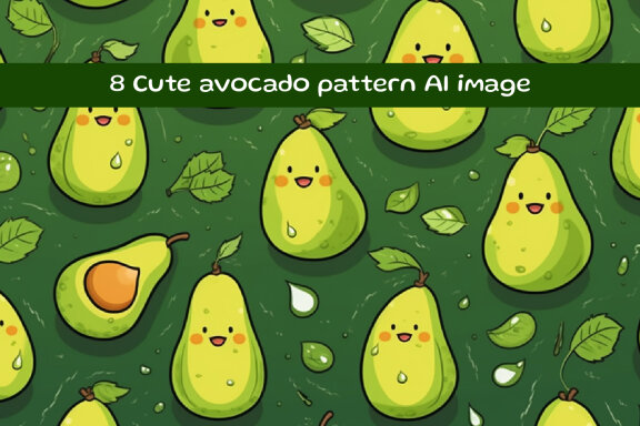 Cute avocado pattern AI image
