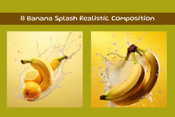 Banana Splash Realistic Composition