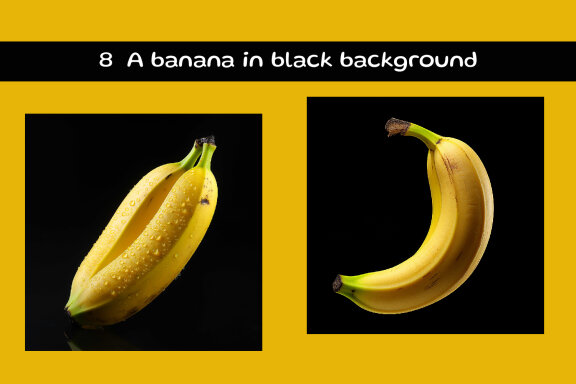 A banana in black background