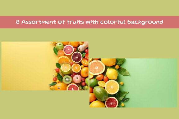  Assortment of fruits with colorful background
