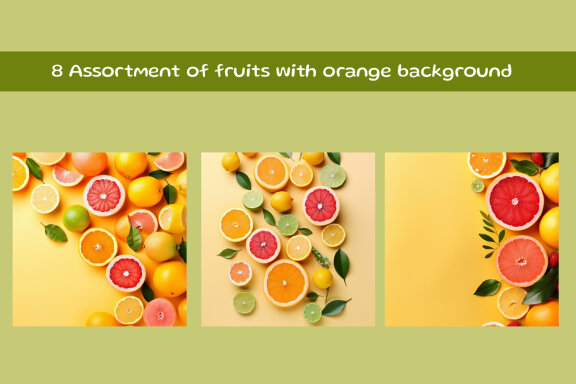 Assortment of fruits with colorful background