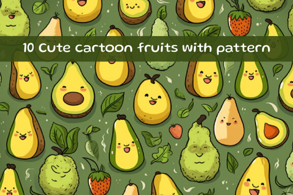 Cute cartoon fruits with pattern