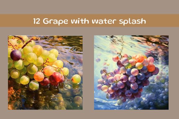 Grape with water splash