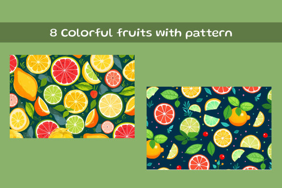 Colorful fruits with pattern