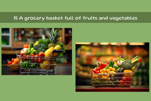 A grocery basket full of fresh fruits and vegetables