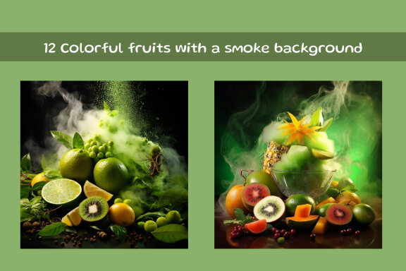 Colorful fruits with a smoke background