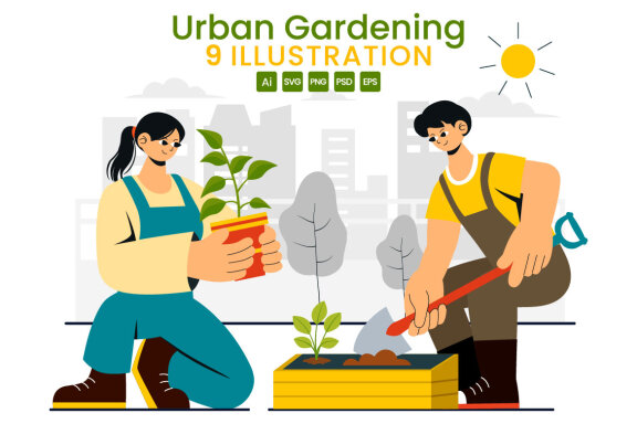9 Urban Gardening Illustration