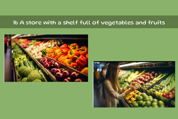 A store with a shelf full of vegetables and fruits