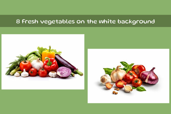 Fresh vegetables on the white background