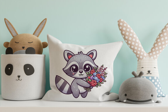 Cute Little Raccoon PNG Clipart