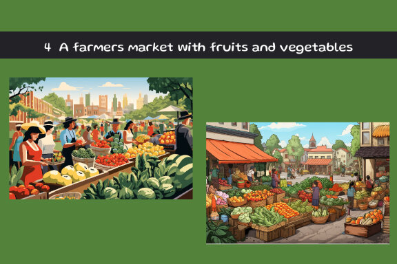 A farmers market with fruits and vegetables