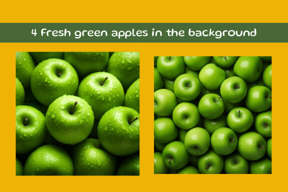 Fresh green apples in the background