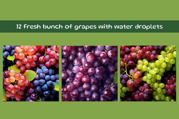 Fresh bunch of grapes with water droplets