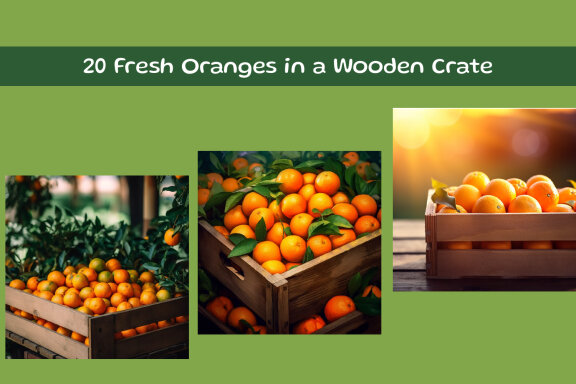 Fresh Oranges in a Wooden Crate