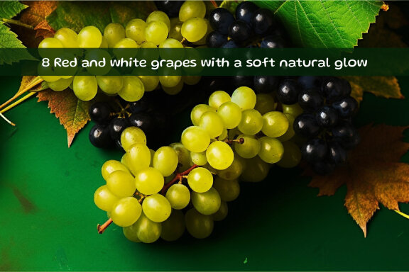 Red and white grapes with a soft natural glow