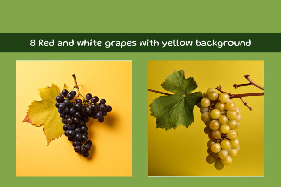 Red and white grapes with yellow background
