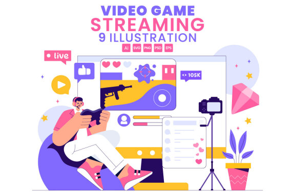9 Video Game Streaming Illustration