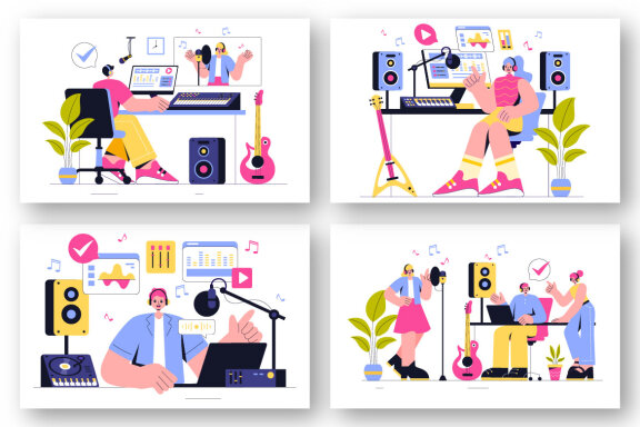 8 Music Production Illustration