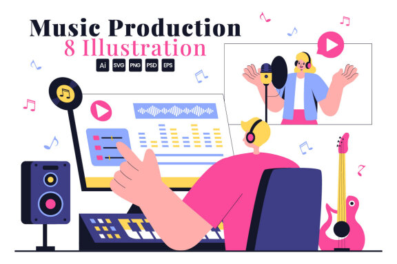 8 Music Production Illustration