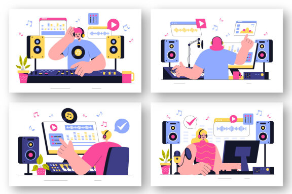 8 Music Production Illustration