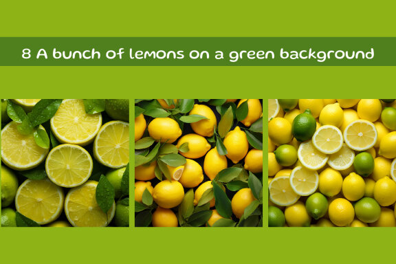 A bunch of lemons on a green background