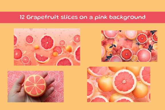 Grapefruit slices on a pink background