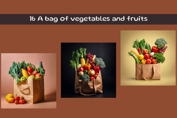  A bag of vegetables and fruits