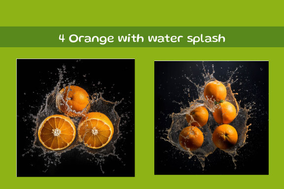 Orange with water splash