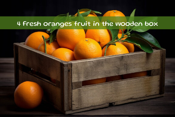Fresh oranges fruit in the wooden box