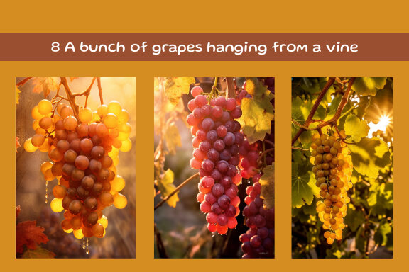 A bunch of grapes hanging from a vine