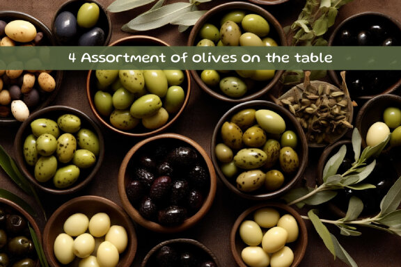 Assortment of olives on the table