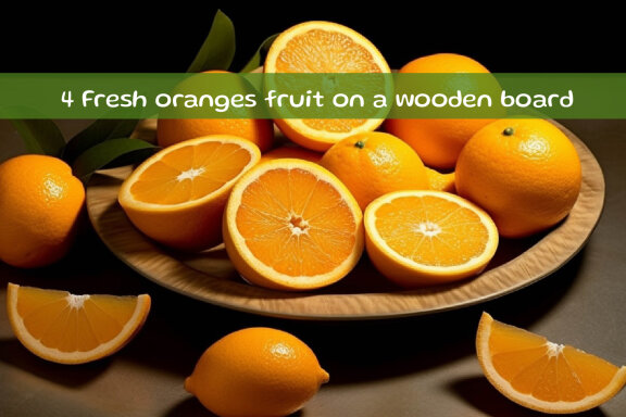 Fresh oranges fruit on a wooden board
