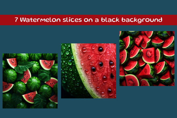 Watermelon slices on a black background