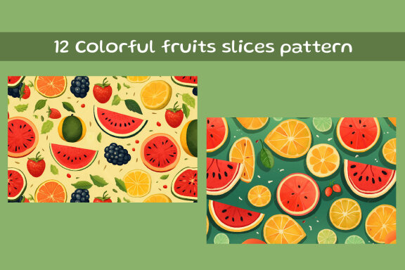 Colorful fruits slices pattern