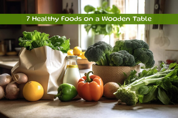 Healthy Foods on a Wooden Table