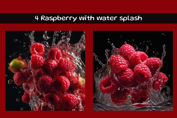 Raspberry with water splash