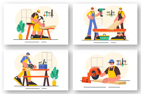 9 Carpentry Workshop Illustration