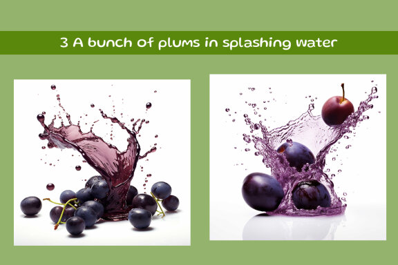 A bunch of plums in splashing water