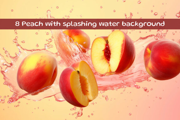 Peach with splashing water background