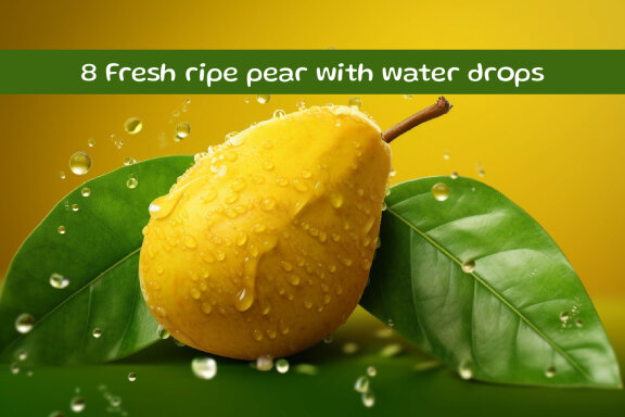 Fresh ripe pear with water drops