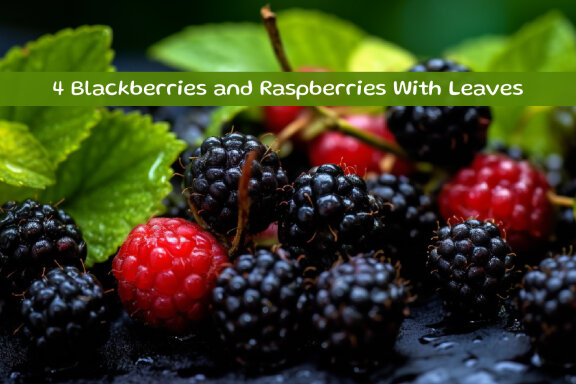 Blackberries and Raspberries with Leaves