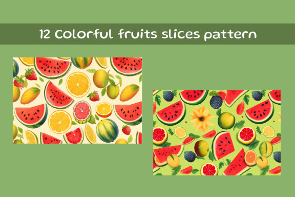 Colorful fruits slices pattern