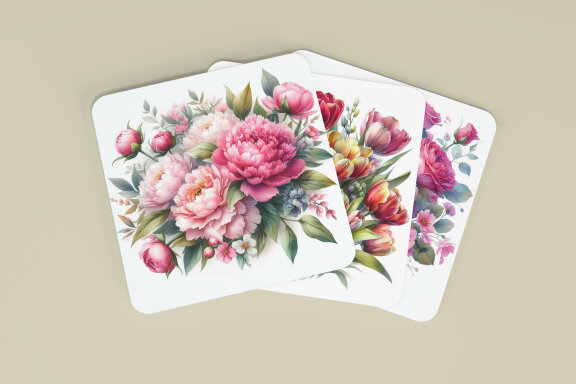 Watercolor Flowers Square Coaster Design