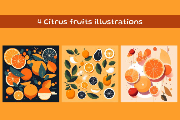 Citrus fruits illustrations