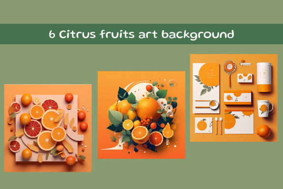 Citrus fruits art background