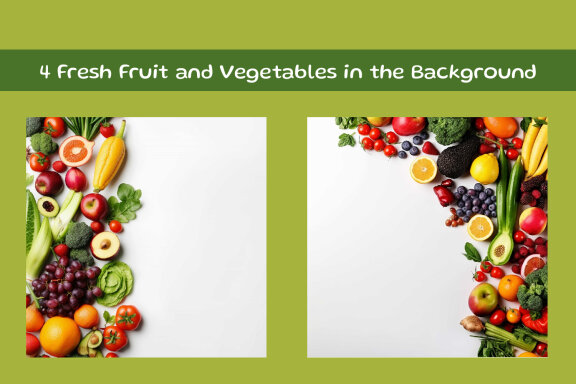 Fresh Fruit, Vegetables and Berries in the Background